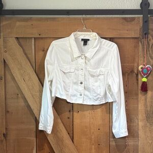 Lane Bryant cropped light denim jacket